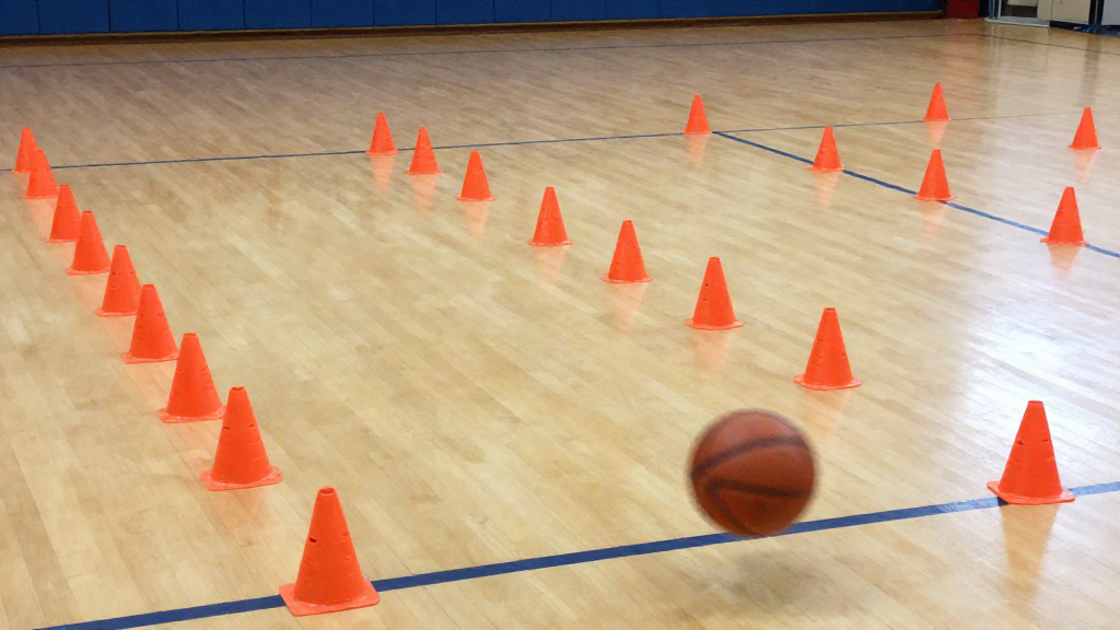 Juego de conos para calentamiento en Minibasket