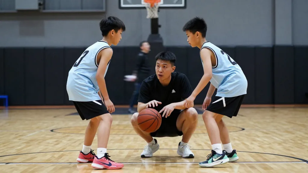 Entrenamiento de baloncesto de formacion en un pabellon